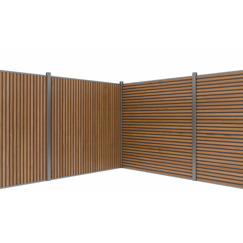 Panneaux de lattes d'extérieur en composite 67 po x l 0,7 po x P 0,75 po, Teck noir