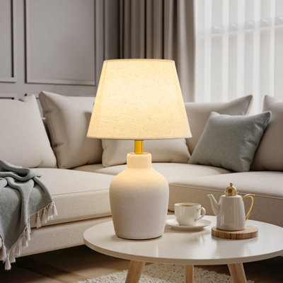 Lampe de table en céramique avec abat-jour en lin 19,4 po Birdsboro