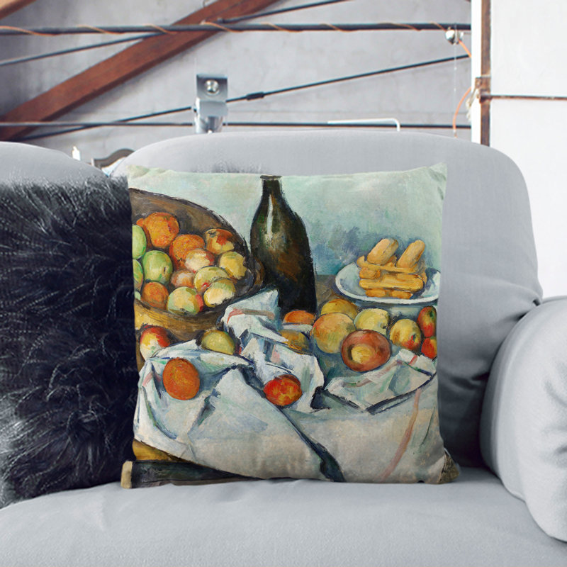 The Basket of Apples Scatter Cushion, 40cm H x 40cm W x 15cm D, White
