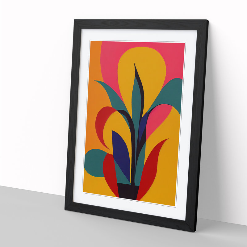 Tulip Flower Abstract Vol.1 - Single Picture Frame Print, Black, 64cm H x 46cm W x 2cm D