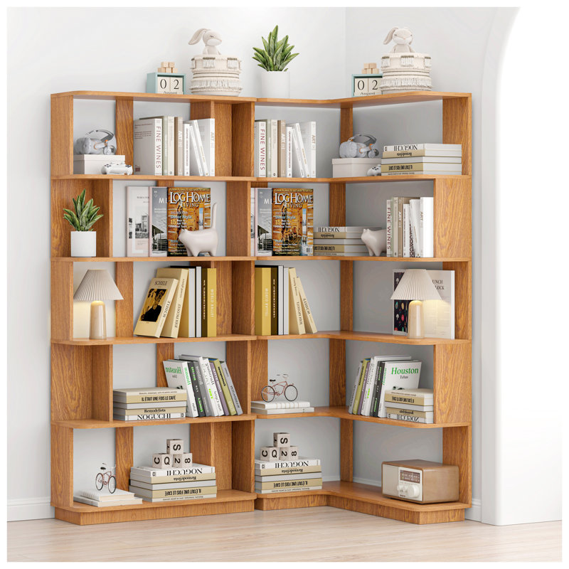 Bibliothèque de coin de 90 cm et ensemble de bibliothèque de 80 cm, étagère combinée extensible et chêne foncé