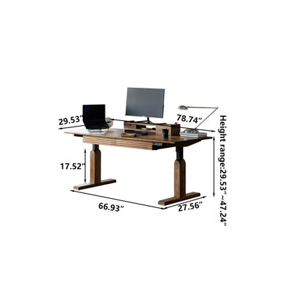 62.99"Solid Black Walnut Electric Height Adjustable Study & Office Desk