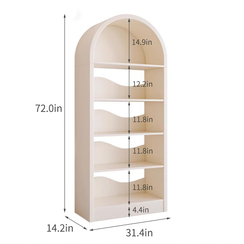 Modern Simple Manufactured Wood Bookshelf, (5 Shelves) 72"H x 31.4"W x 14.2"D