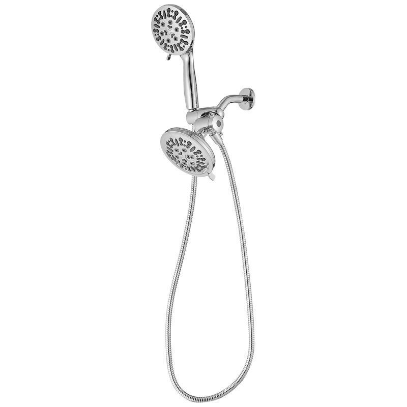 9 jets 5,5 po Pomme de douche murale double et pomme de douche à main 1,8 gallons par minute, Chrome poli