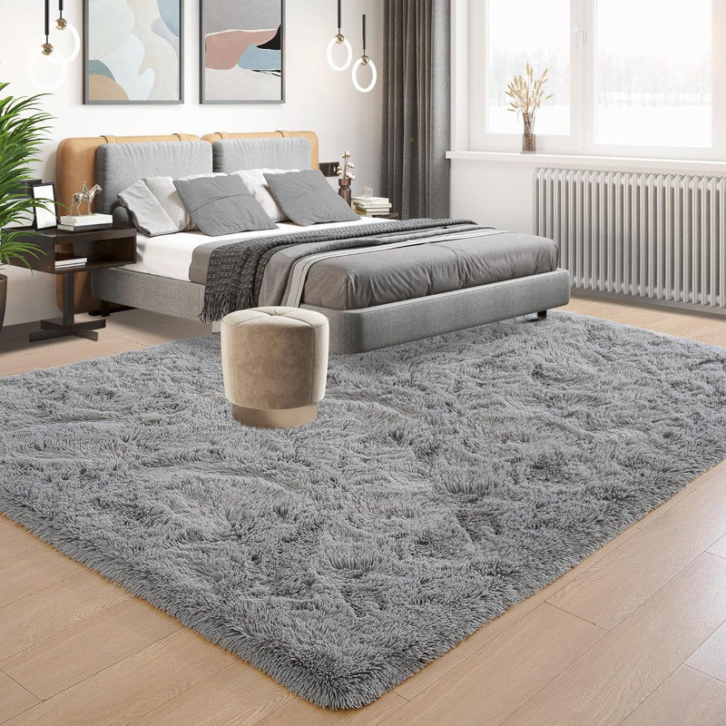 Shahen Rectangle Shag Area Rug, Gray, Rectangle 4' x 5'9"