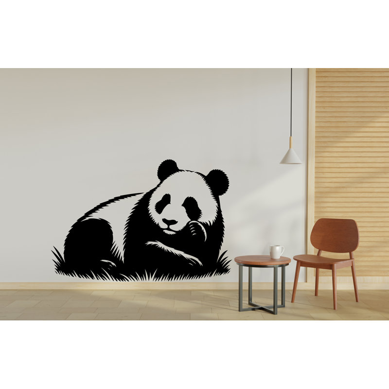 Adhésif décoratif panda dormant, art mural Panda, décoration murale chambre Panda, H 16 po x l 24 po, Blanc