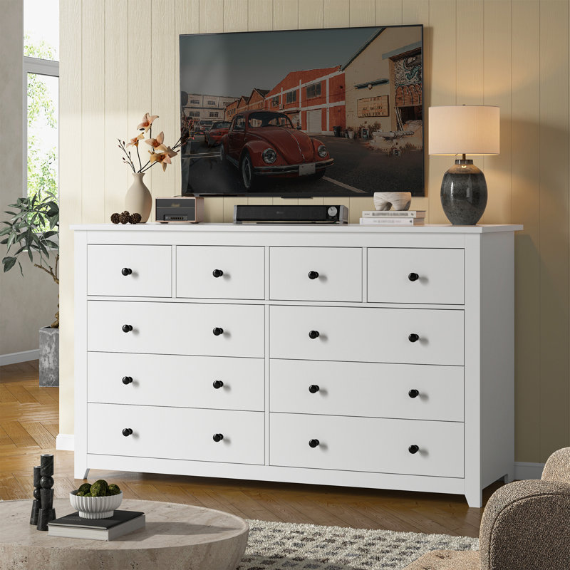 Commode double 10 tiroirs Eathen, Blanc