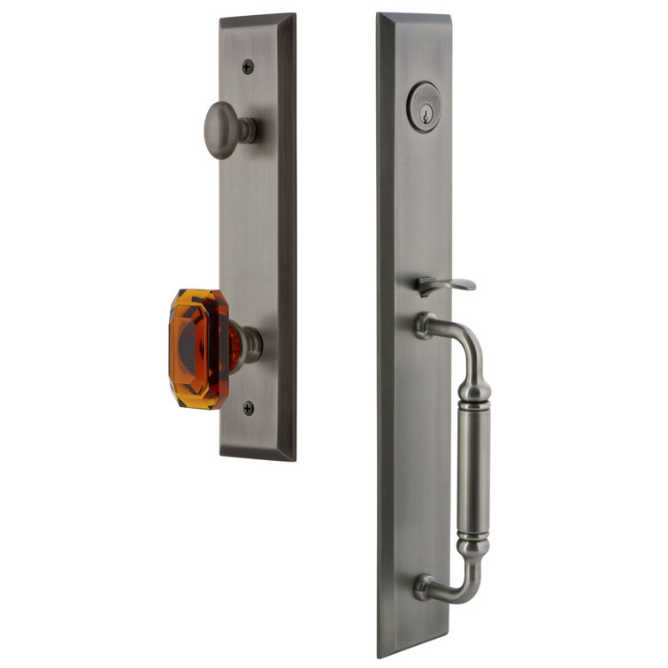 Fifth Avenue One-Piece Complete Inactive Dummy Handleset with C Grip and Baguette Amber Knob