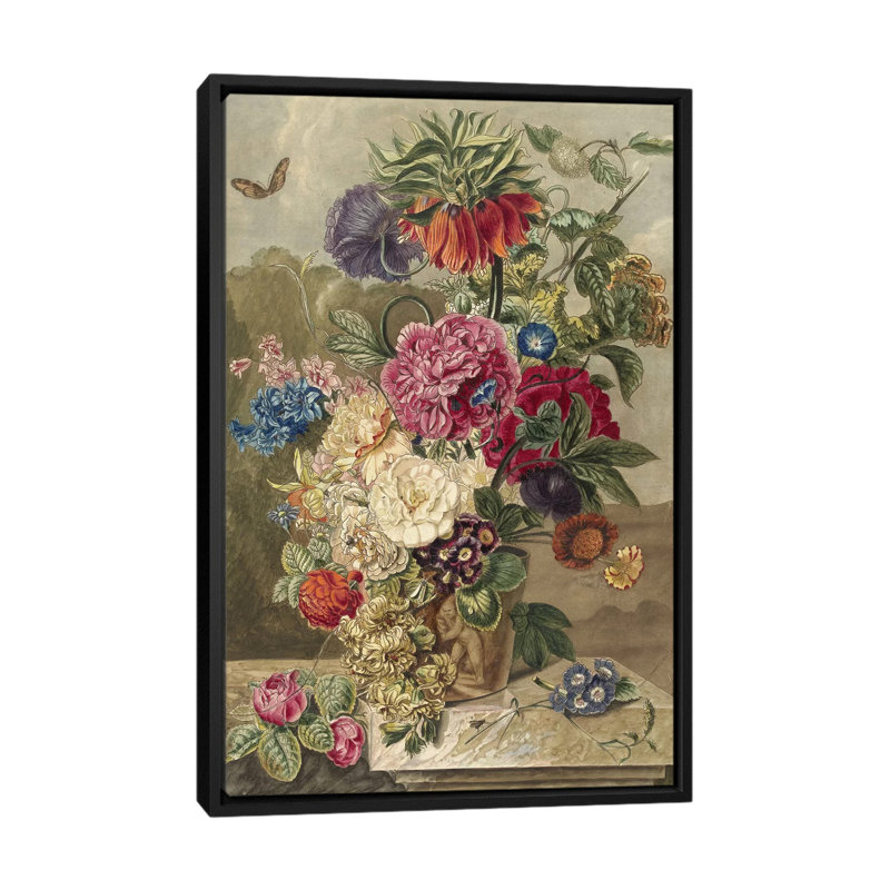 « fleurs xvii », impression sur toile, H 26 po x l 18 po x P 1,5 po, Toile avec cadre noir, Pas de tapis