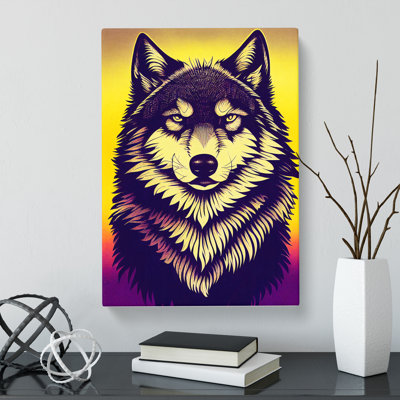 CAN-V0523-2923X Wolf Retro - Wrapped Canvas Print