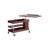 Vintage brownish solid wood height - adjustable mobile side table with storage function