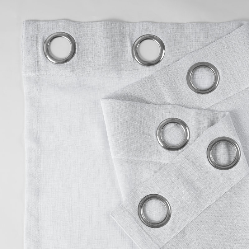 Grommet Faux Linen Sheer Curtains for Living Room, Bedroom Curtains for Large Window Single Panel, Aspen White, 50" x 96"