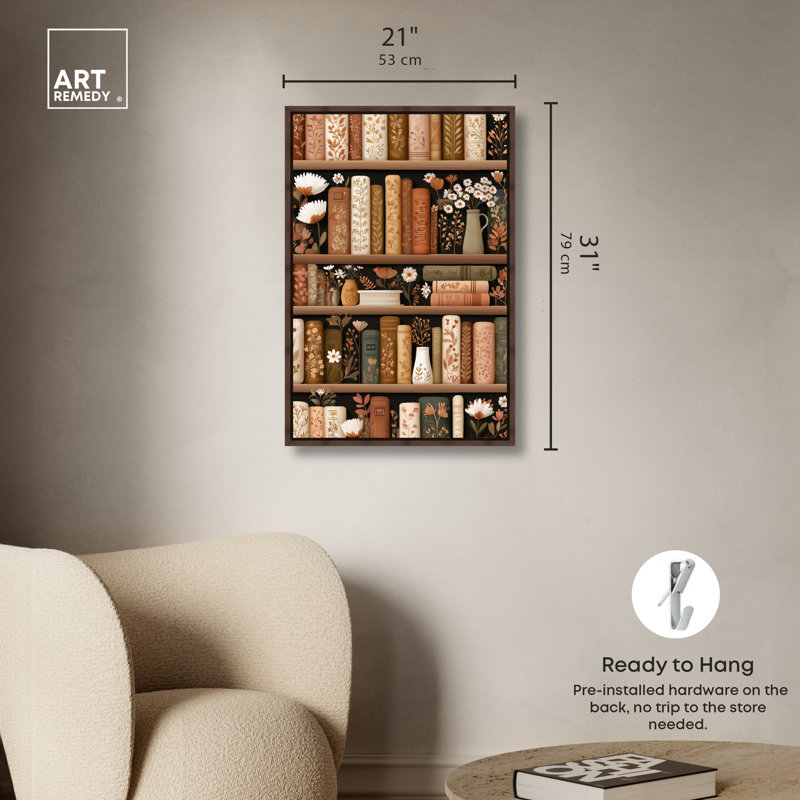 «Gentle Fall», bibliothèque, impression sur toile, dortoir, décoration murale par Art Remedy, cadre en noyer, 20 x 30