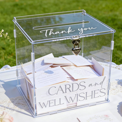 Clear Acrylic Lockable Card Box, Elegant Gift Money Box for Wedding, Graduation, Birthday & Bridal Shower Table Decor
