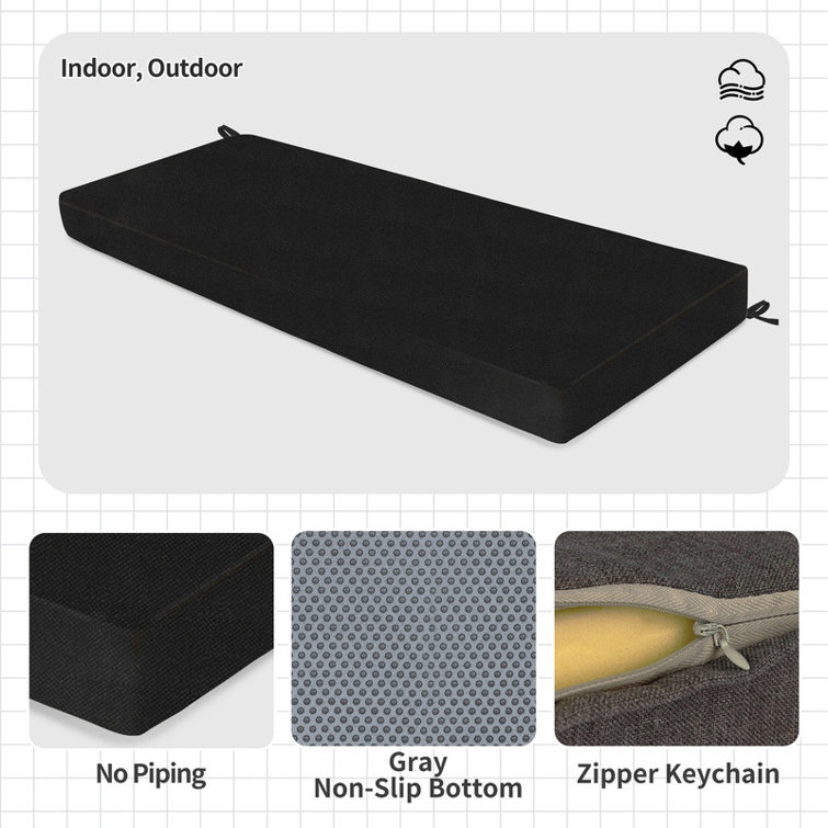Customizable Bench Cushion For Indoor/Outdoor Furniture/Chair/Window Seat, Premium 75D High-Resilience Foam