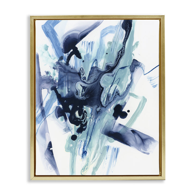 «Fluid Chaotic Abstraction Floater», art mural sur toile par June Erica Vess, Cadre flottant métallique doré