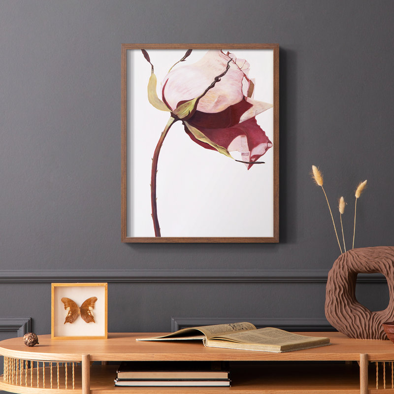 Love Is A Rose I Framed Print - Solid Wood, Brown, 10" H x 8" W