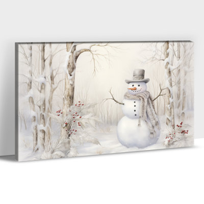 Centreville Framed - Snowman Winter Pictures Wall Decor, Vintage Christmas Prints Canvas Wall Art Paintings for Living Room, Holiday Art Wrapped Canvas Print, 24×36 inches