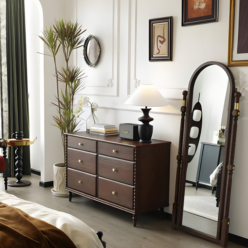 Miroir pleine longueur 59,06 po H 59,06 po en bois massif de style minimaliste rétro
