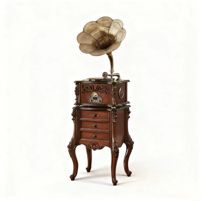 Phonographe américain rétro en bois d'hévéa: lecteur de vinyle Bluetooth pour salon