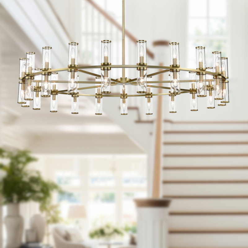 Revolve 42 - Light Chandelier, Natural Brass