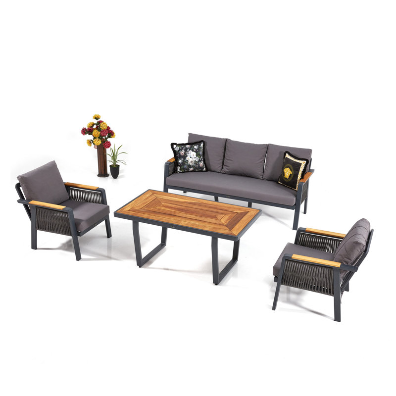 Ensemble de conversation avec coussins 4 pièces, Anthracite