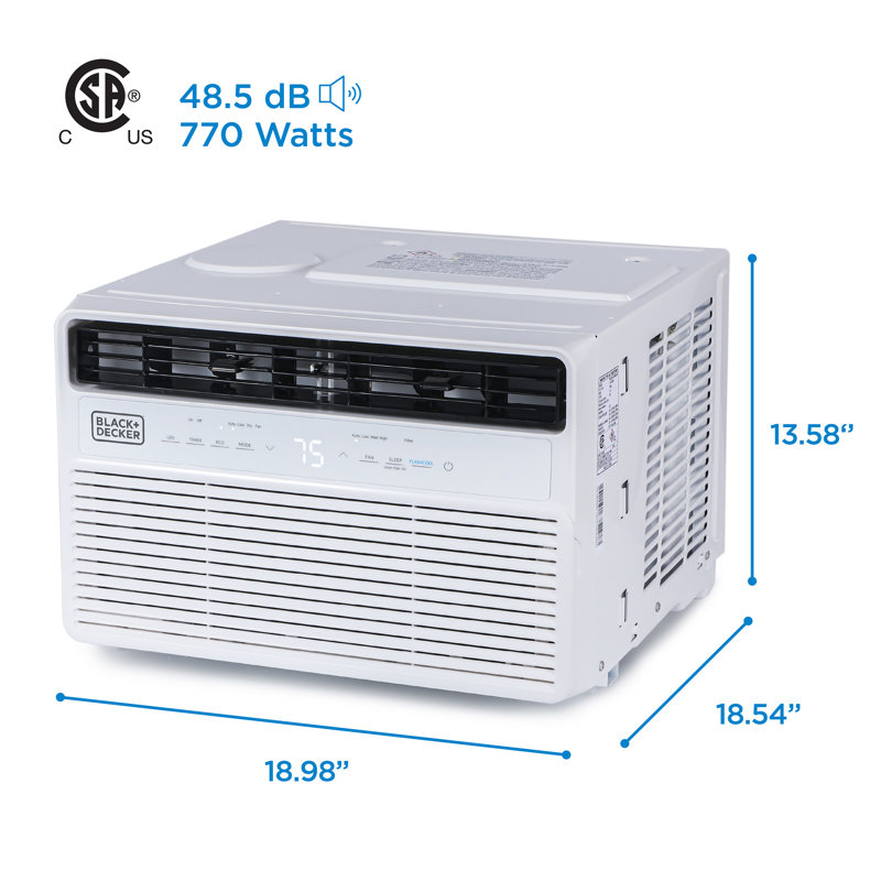 Climatiseur de fenêtre à onduleur 8 000 BTU, noir et blanc, série 8 + 1