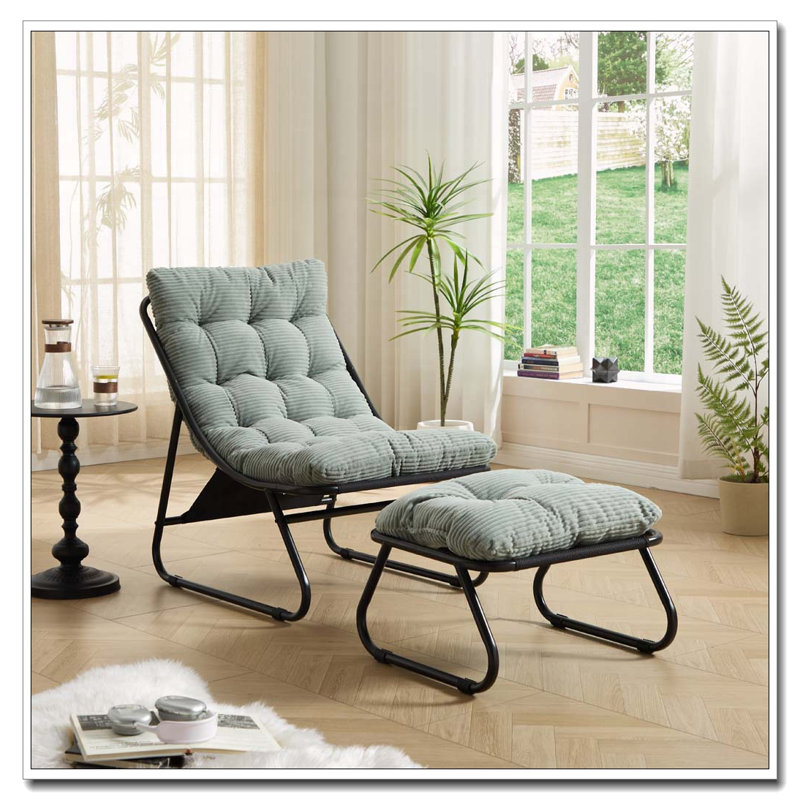 Chaise longue d'extÃ©rieur avec repose-pieds, Light Green