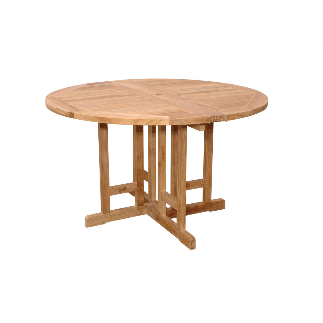 Farnam Round Teak Folding Outdoor Dining Table With Umbrella Hole , 47'' in. W 47'' in. D Rosecliff Heights