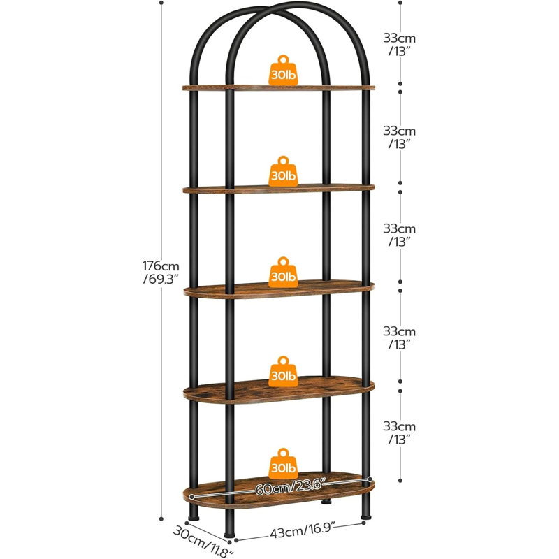 Wooden Bookshelf Storage Rack With Metal Frame