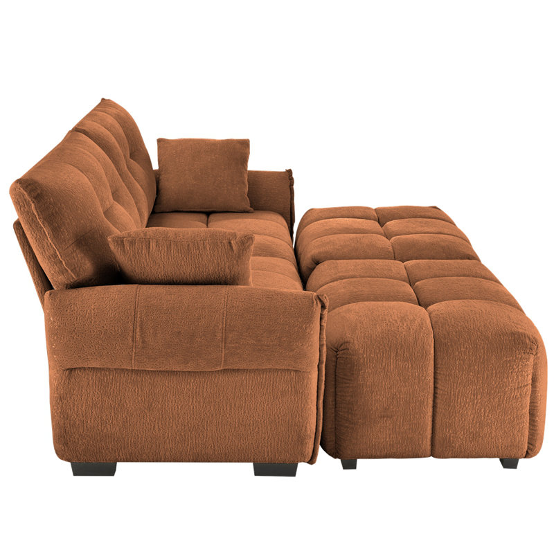 Canapé modulaire ergonomique à deux places avec 2 repose-pieds, Orange