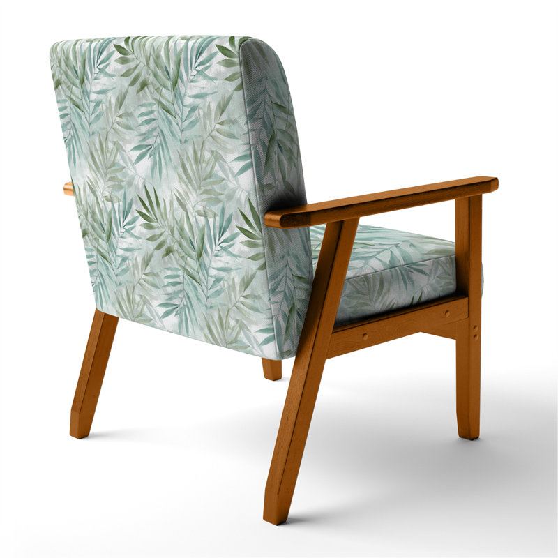 Chaise rembourrée Floral, Accoudoirs carrés bruns