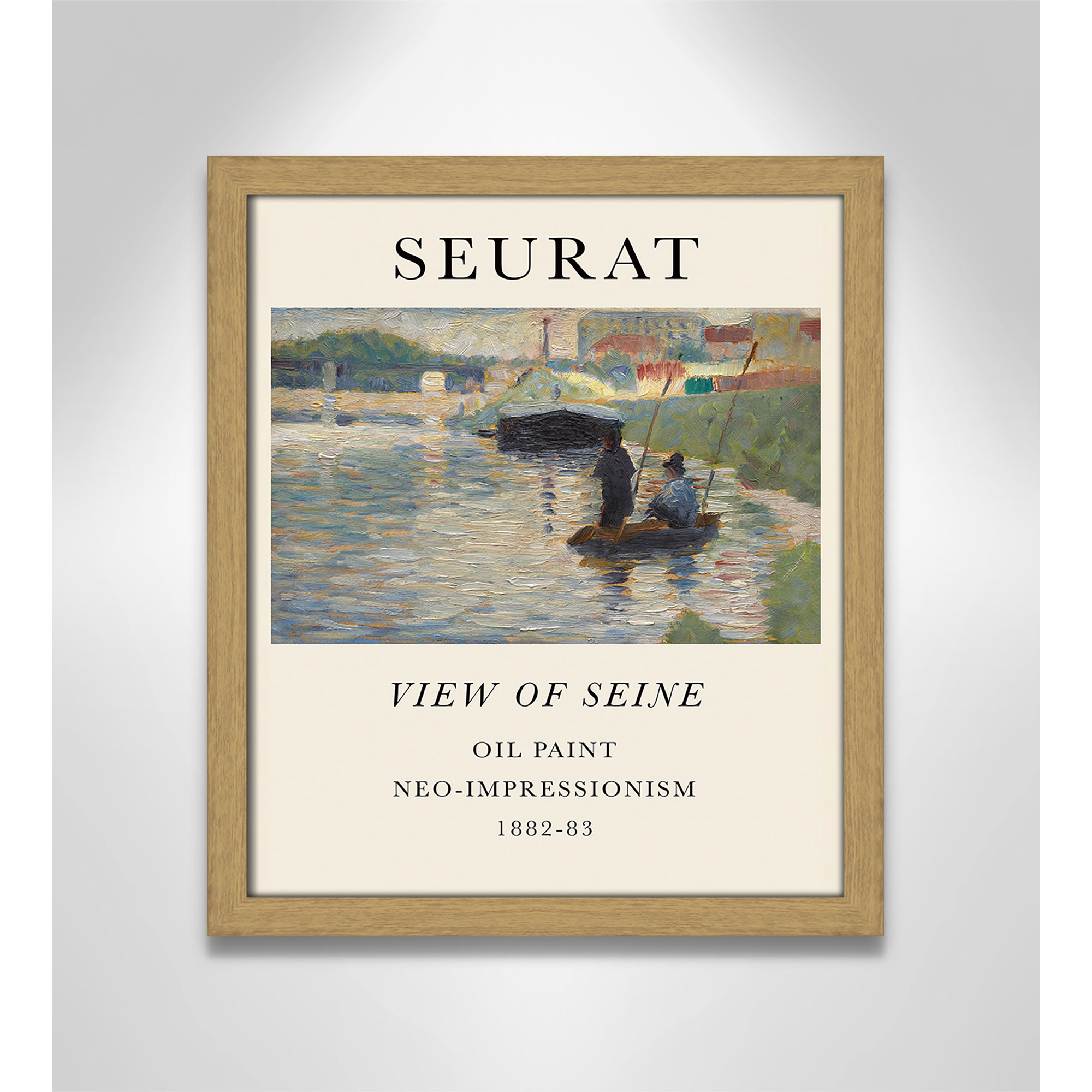View Of Seine by Georges Seurat, Natural Single Picture Frame, 15" H x 13" W x 0.75" D, No