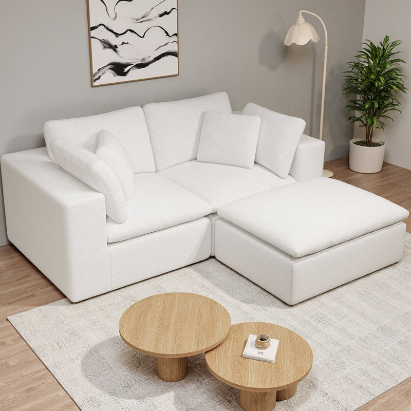 Canapé modulaire en L avec repose-pieds, canapé en velours côtelé moelleux sans assemblage, canapé compressé à 3 places pour le salon, l’appartement et la chambre à coucher