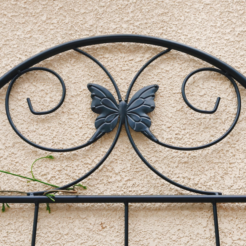 Ensemble de 2 treillis de jardin en métal 86,7 "x 19,7" noir antirouille pour plantes grimpantes