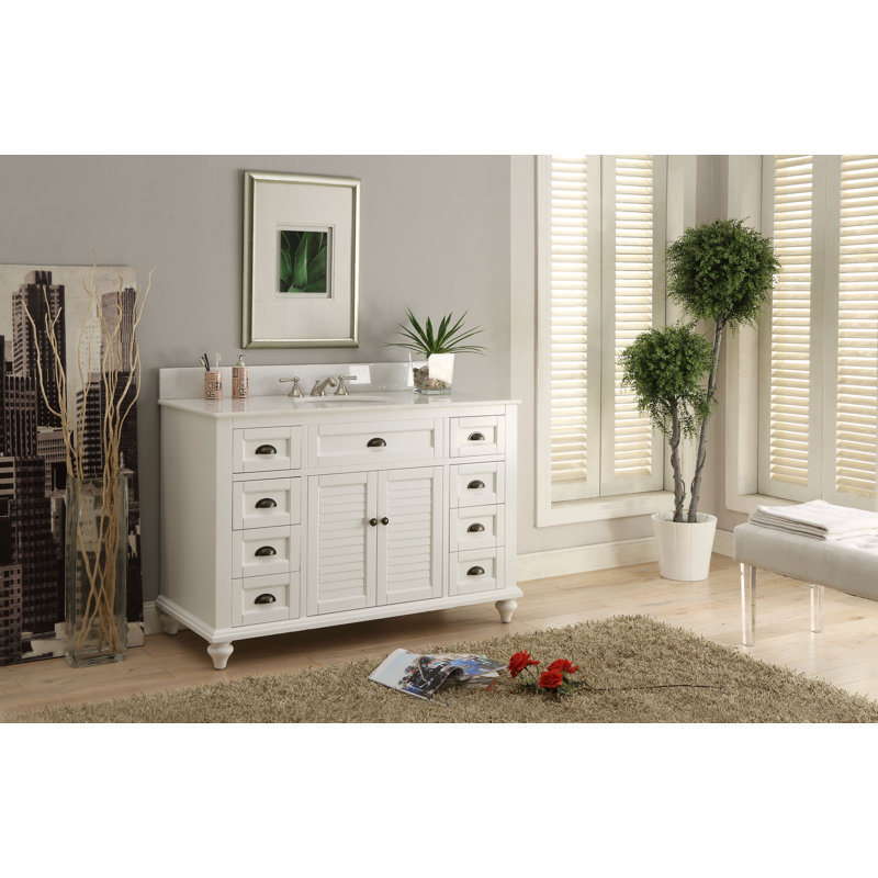 Evelyn 49'' Single Bathroom Vanity with Marble Top, White