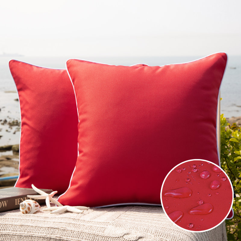 Housse de coussin d'extérieur Phantoscope, Rouge, Carré 18 po, Housse de coussin seulement - sans coussin
