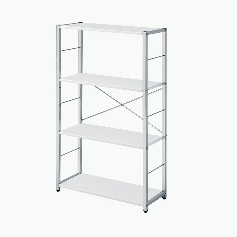 White & Chrome Finish Bookshelf, White
