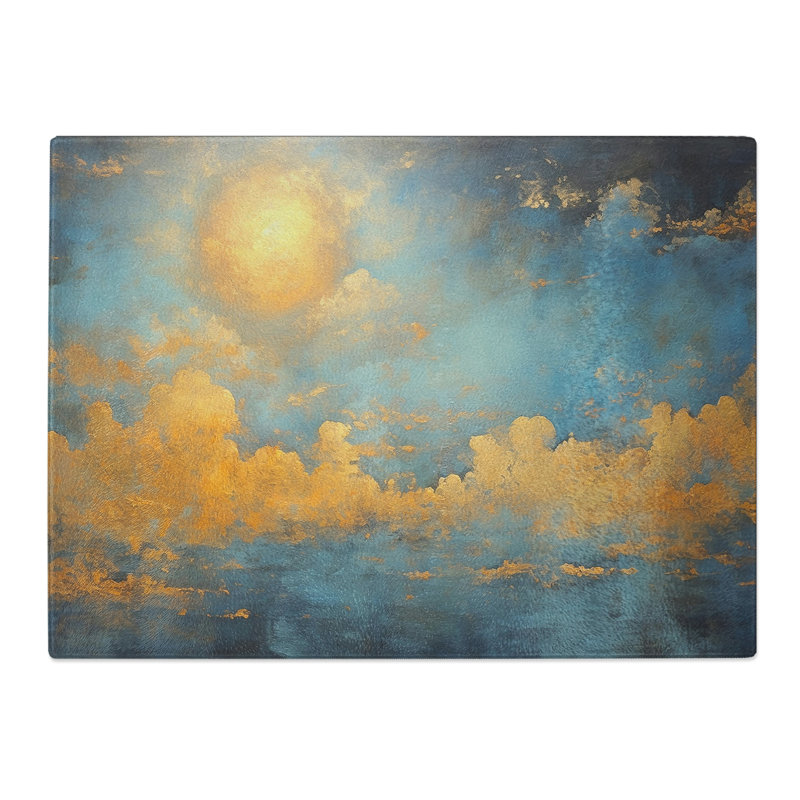 Cloudy Sky Art Deco  Glass Chopping Board
