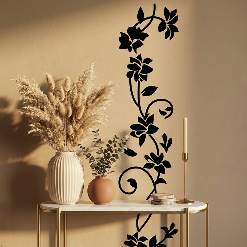 Adhésif décoratif en vinyle avec motif de fleurs en rotin picniva