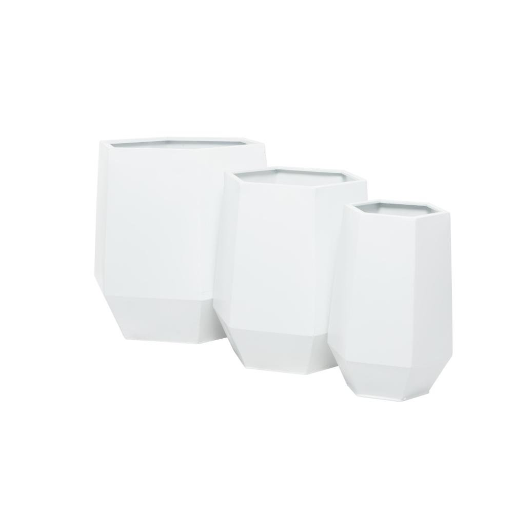 Esta Metal Planter - Set of 3, White