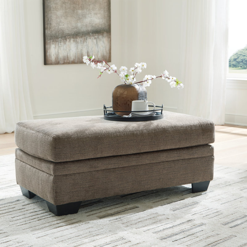 Gwendolynne Upholstered Ottoman, Warm Gray 100% Polyester