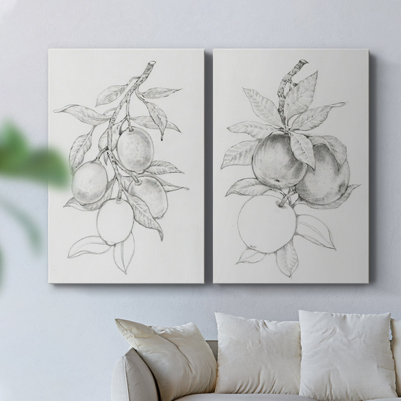 Branche de fruitier I - Toile tendue avec châssis de qualité supérieure - Prêt à être accroché, H 60 po x l 80 po