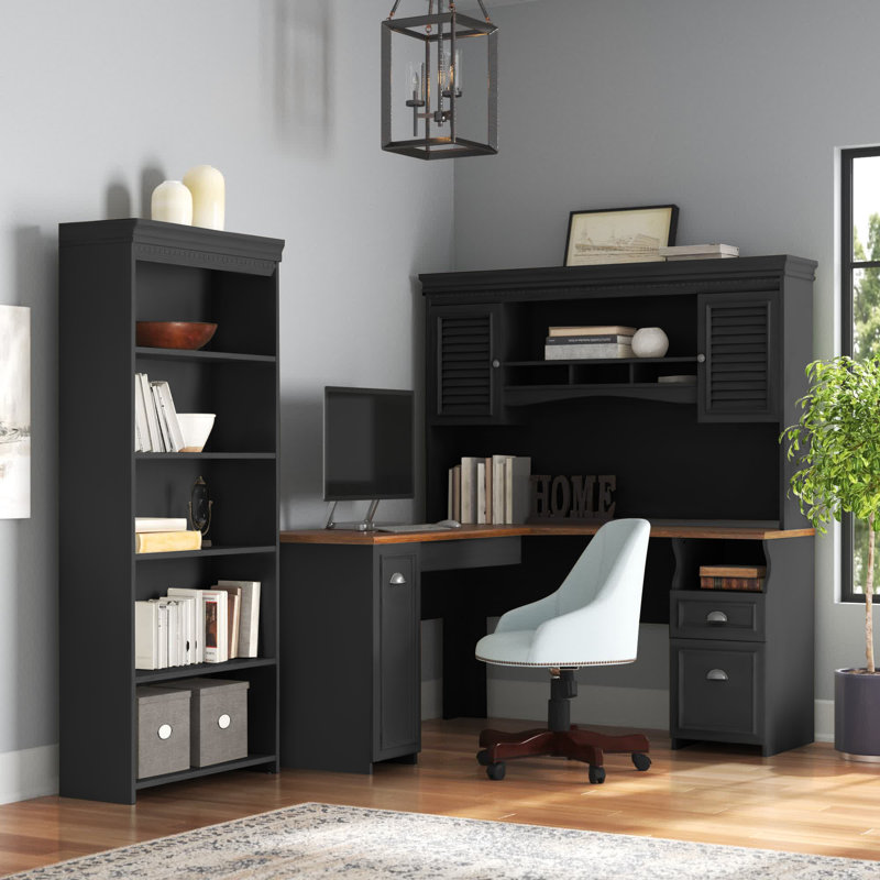 Huckins 3 Piece Computer Desk Office Set, Antique Black