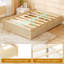 Lit plateforme double en bois avec 2 tiroirs de rangement roulants-545534919