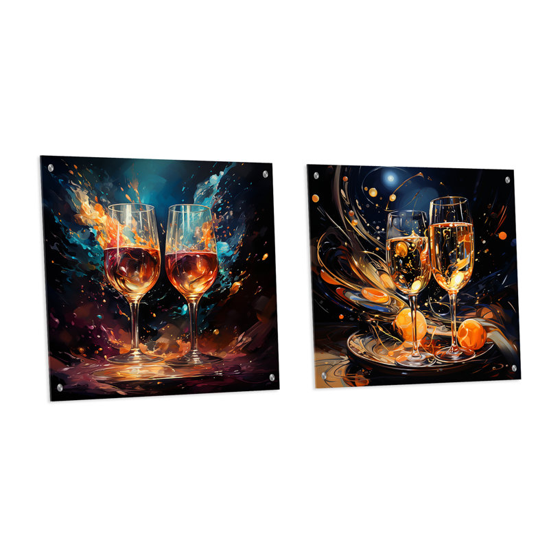 Joyful Bubbles - Ensemble de 2 verres à vin et champagne en acrylique, H 36 po x l 73 po