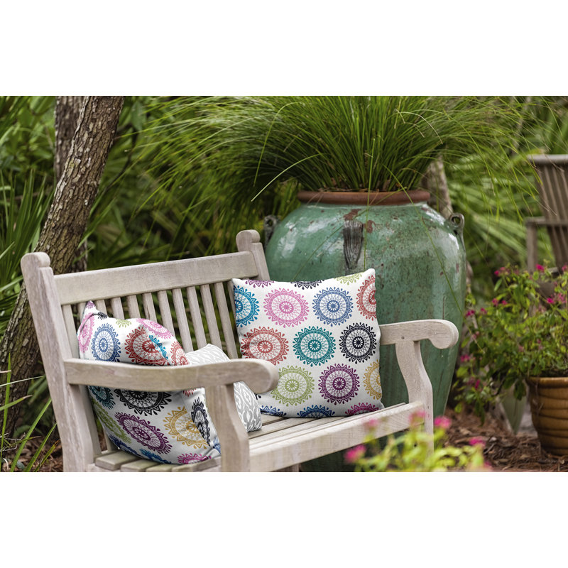 Housse de coussin d'extérieur carré Happy Hippy, Bleu sarcelle foncé, H 16 po x l 16 po