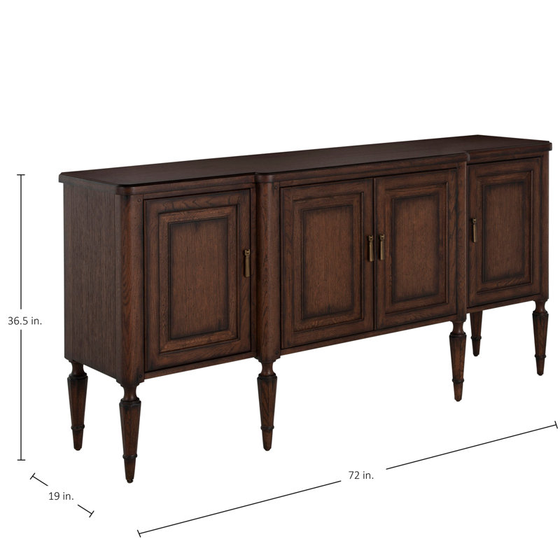 Mathis Wood Sideboard - 3 Shelves, Rustic Antique Oak/Aged Antique Brass