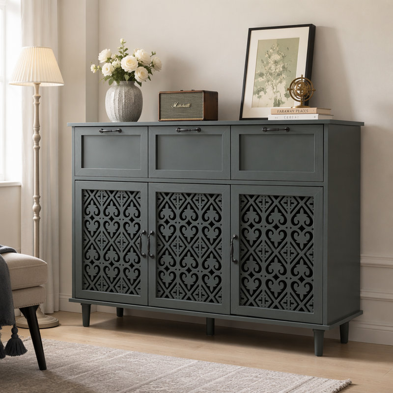 Armoire de rangement, armoire 3 portes avec 3 tiroirs