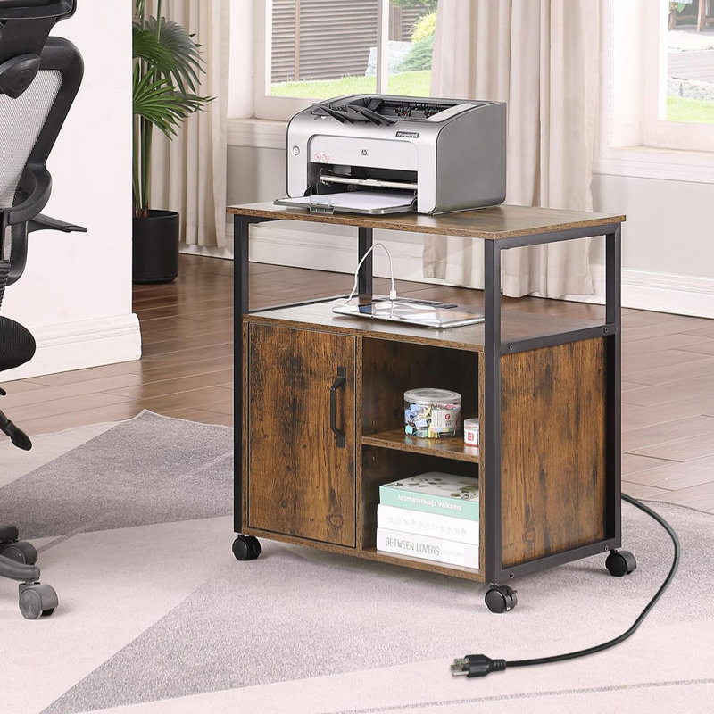 File Cabinet,Office Filing Cabinets with Socket and USB Charging Port,Printer Stand
